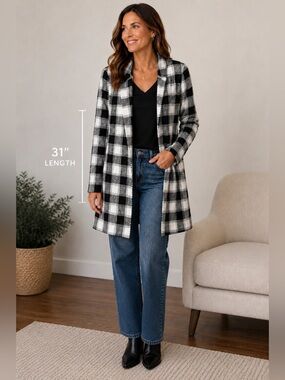 Franklin Lyman Checkered Black & Taupe Jacket